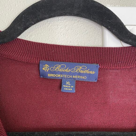 Brooks Brothers Red Burgundy Merino Wool Sweater XL - Picture 3 of 8